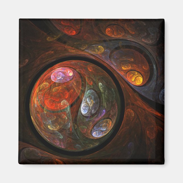 Imã Magneto Quadrado de Abstrato de Conexão Fluid (Frente)