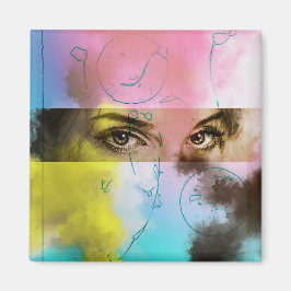 Imã Magneto quadrado Pop de retroabstrato