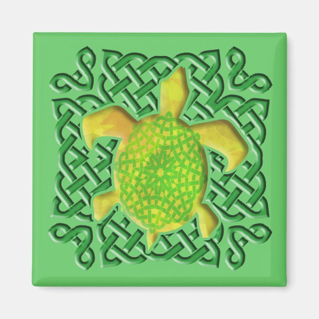 Imã Magnetos Celtic Knot Turtle (Verdes) (Frente)