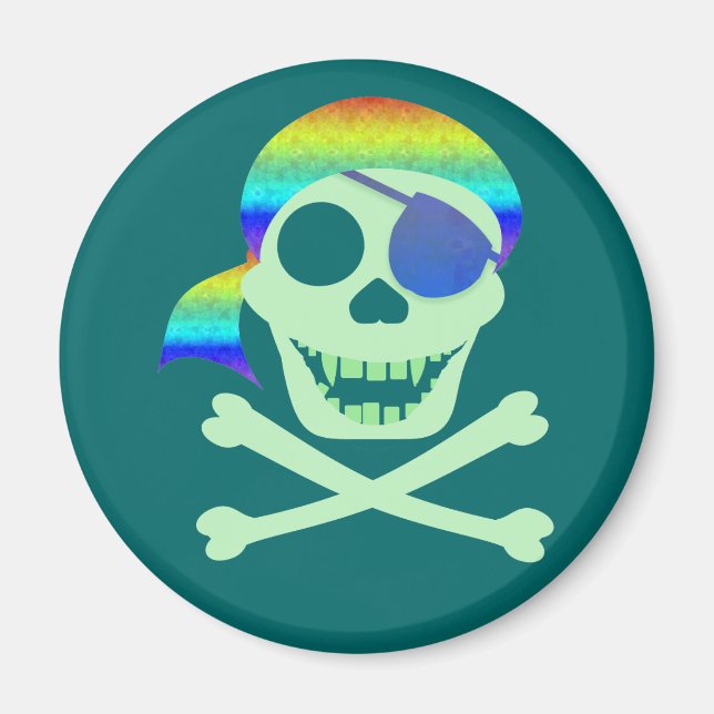 Imã Magnetos de crânio verde-pirata (Frente)