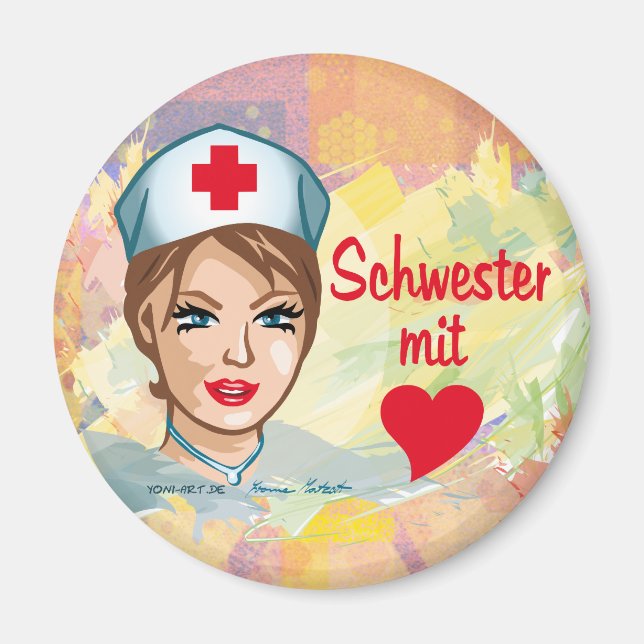 Imã Magnetpin - Schwester mit Herz (Frente)