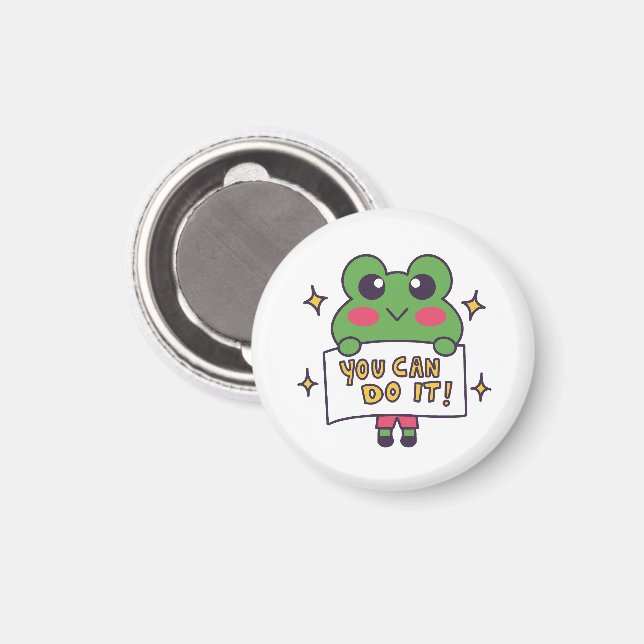 Imã Magnífico Sapo Kawaii “Você Pode!” Ímã Motivaciona (Front/Back)