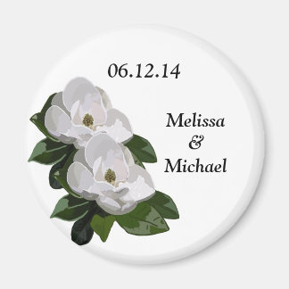 Imã Magnolia Flower Weding the Date Magnet