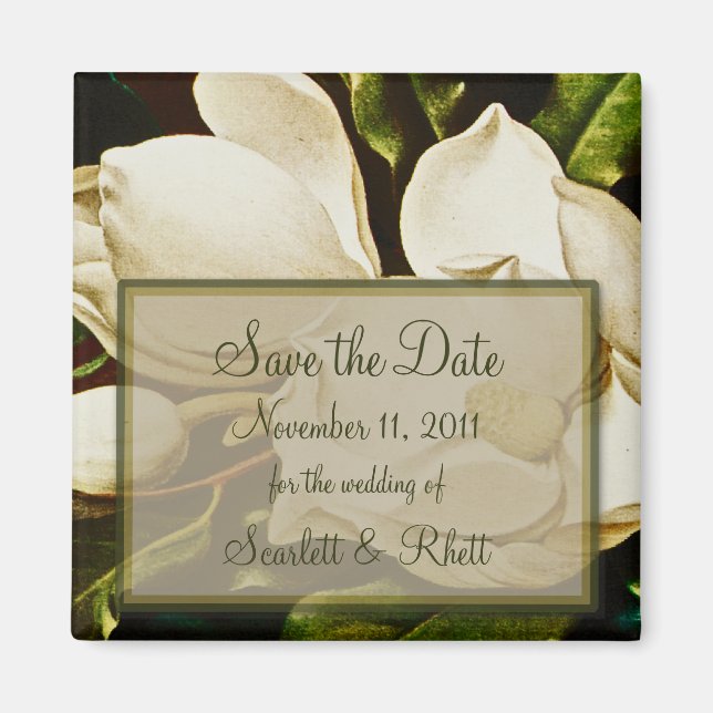 Imã Magnolias Wedding Save the Date Magnet (Frente)
