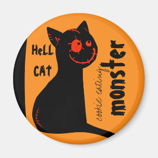 Imã mago do Dia das Bruxas de gato preto do inferno