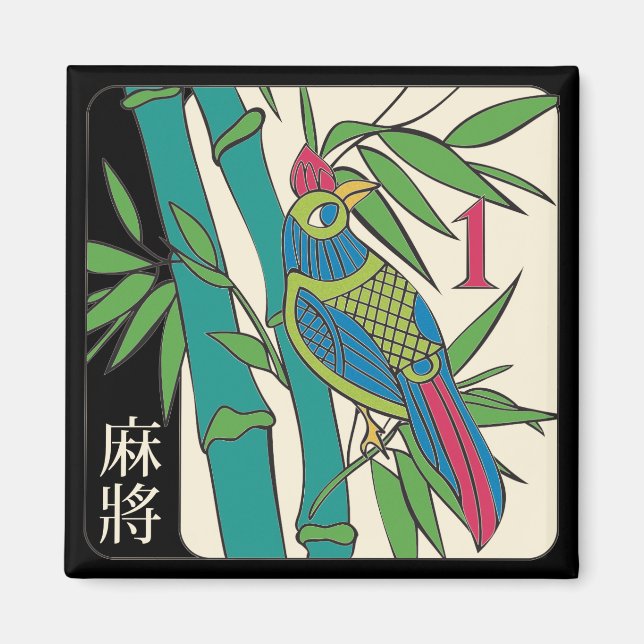 Imã Mah Jongg Azulejos Bird Magnet (Frente)