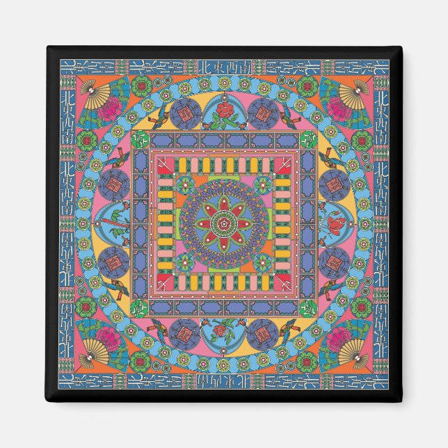 Imã Mah Jongg Azulejos Mandala Magnet (Frente)