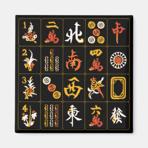 Imã Mah Jongg Black/Orange/Yellow Magnet
