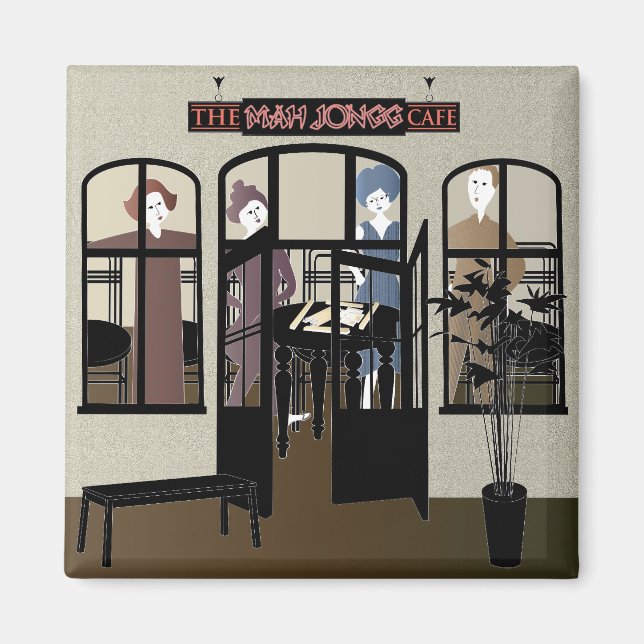 Imã Mah Jongg Cafe Magnet (Frente)