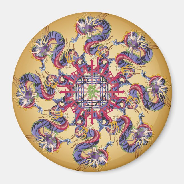 Imã Mah Jongg Dragon Year Magnet (Frente)