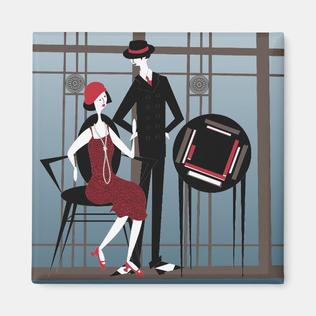 Imã Mah Jongg Flappers Casal Magnet (Frente)