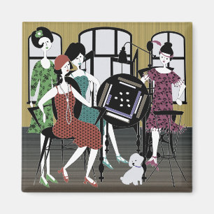Imã Mah Jongg Flappers Dog Magnet