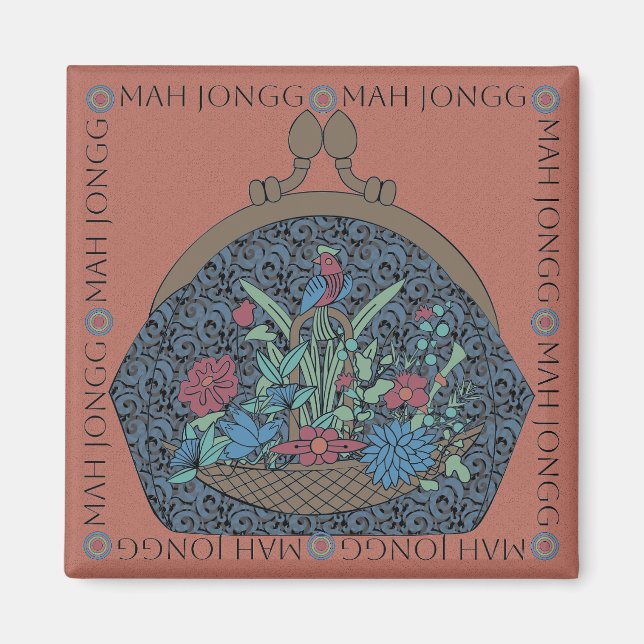 Imã Mah Jongg Flower Purse Magnet (Frente)
