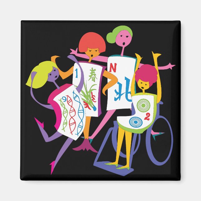 Imã Mah Jongg Happy Dance Black Magnet (Frente)