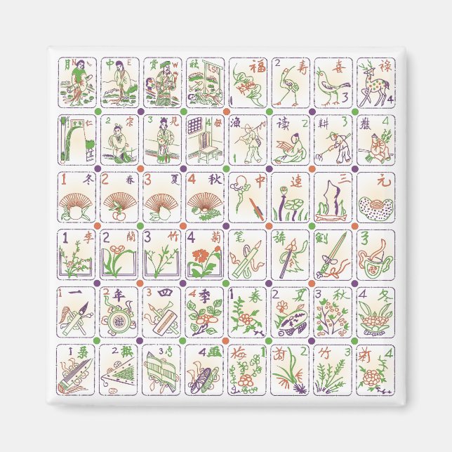 Imã Mah Jongg Honor Azulejo Magnet (Frente)