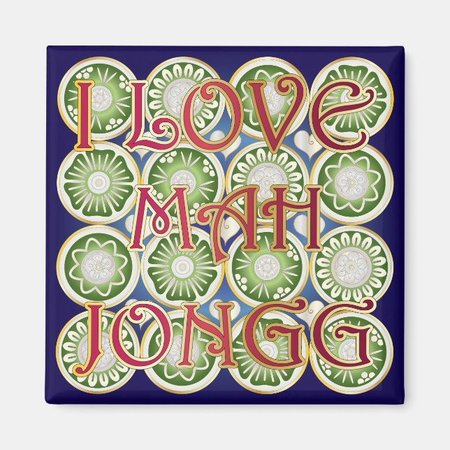 Imã Mah Jongg Namorados I Love MJ (Frente)