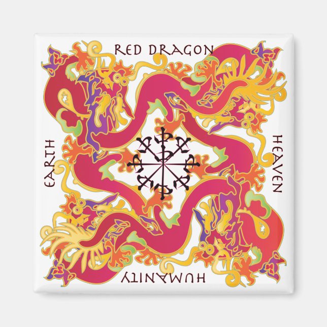 Imã Mah Jongg Red Dragon Magnet (Frente)