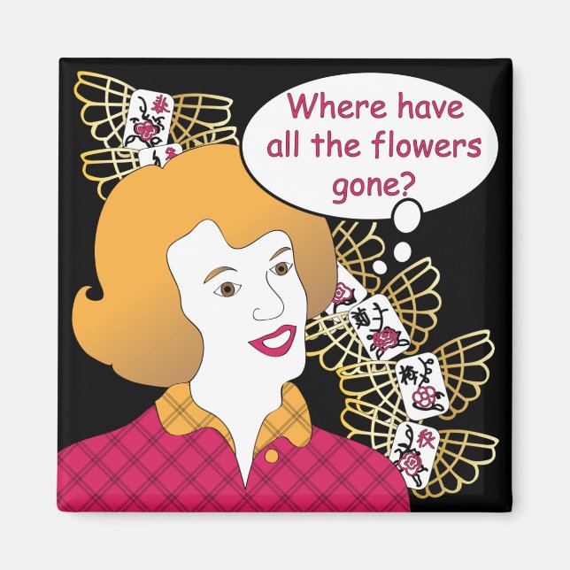 Imã Mah Jongg Sayings Flowers Magnet (Frente)