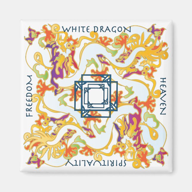 Imã Mah Jongg White Dragon Magnet (Frente)