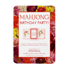 Ímã Mahjong Birthday Party Invitation, Floral