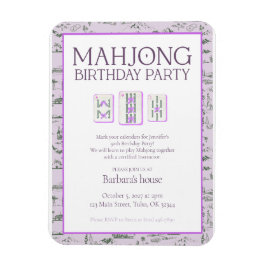 Ímã Mahjong Birthday Party Invitation, purple toile