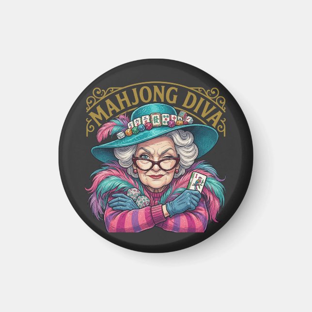 Imã Mahjong Diva Funny Women's (Frente)