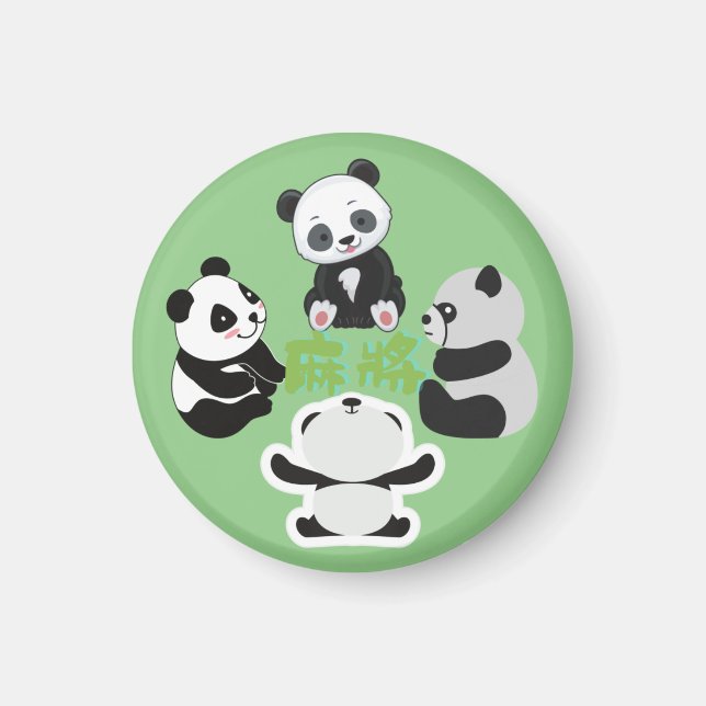 Imã Mahjong Panda Cute Funny (Frente)