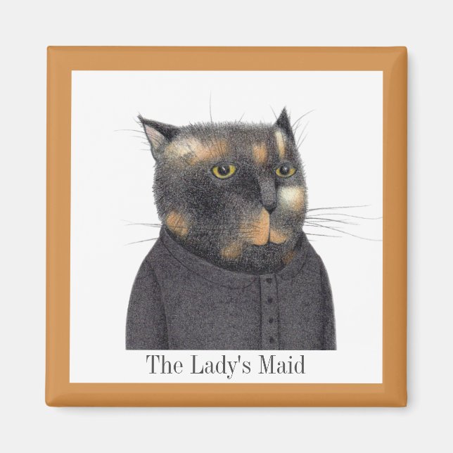Imã MAID CAT Square Magnet + Text da LADY (Frente)