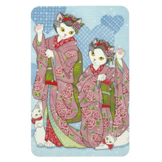 Ímã Maiko Maneki Neko Boa Sorte Kimono Gats Magnet