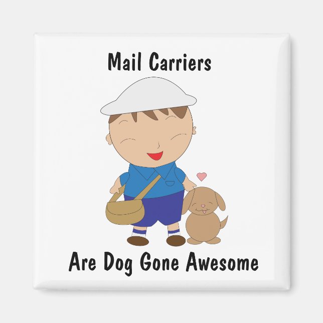 Imã Mail Man Mail Carrier Cute Brown Dog Personalize (Frente)