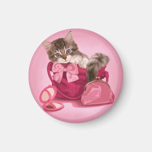 Imã Maine Coon na bolsa rosa (Frente)