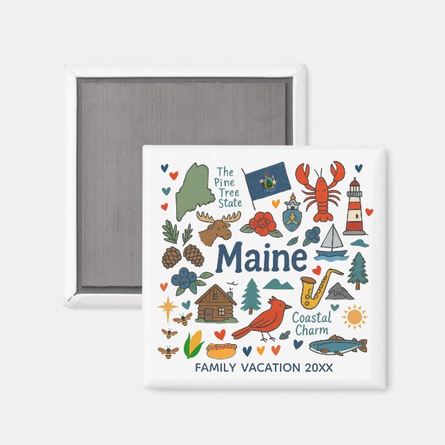 Imã Maine Family Trip Keepsake Custom (Front/Back)