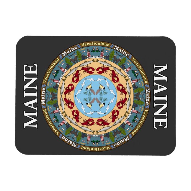Ímã Maine State Mandala Vinyl Magnet (Horizontal)