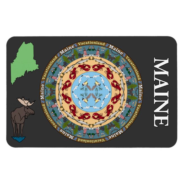 Ímã Maine State Mandala Vinyl Magnet (Horizontal)
