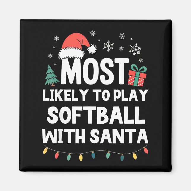 Imã Mais Propenso a Jogar Softbol Com o Natal do Papai (Frente)