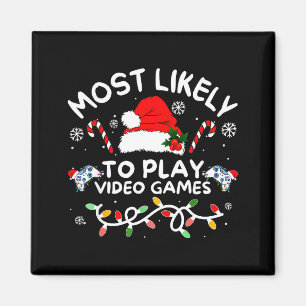 Imã Mais Propenso a Jogar Video Games Natal Gamer Famí