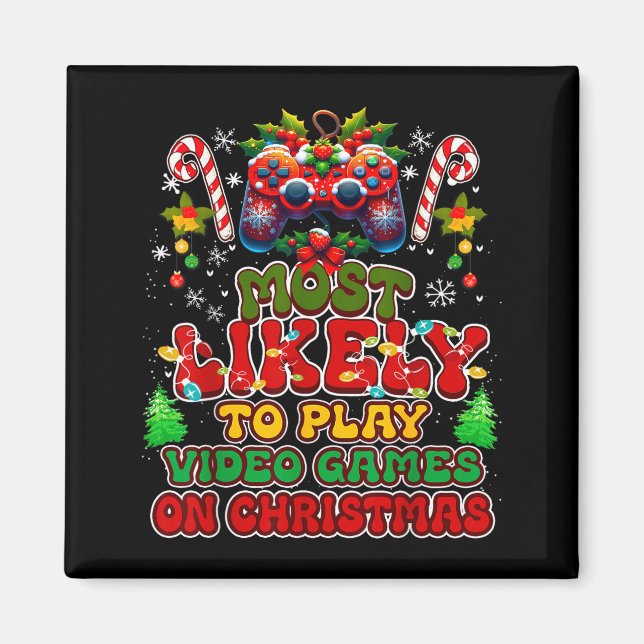 Imã Mais Propenso a Jogar Video Games no Natal Engraça (Frente)