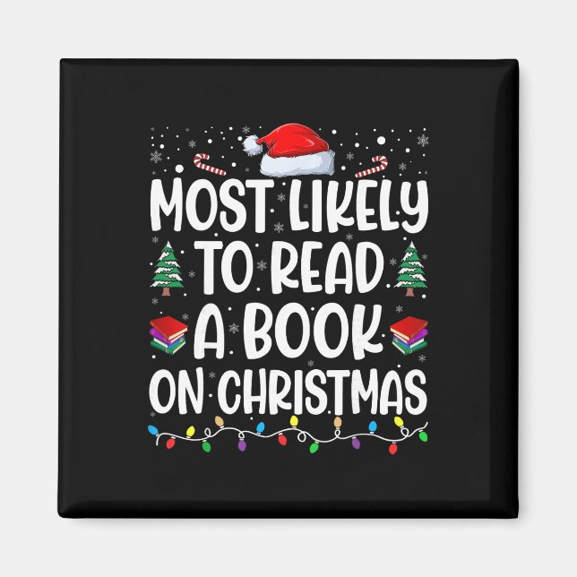 Imã Mais Propenso a Ler um Livro no Natal Combinando F (Frente)