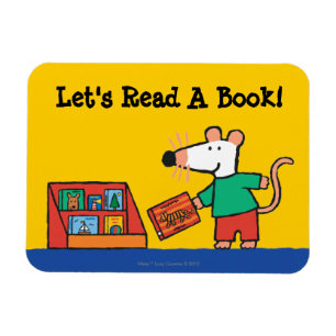 Ímã Maisy com livros da biblioteca