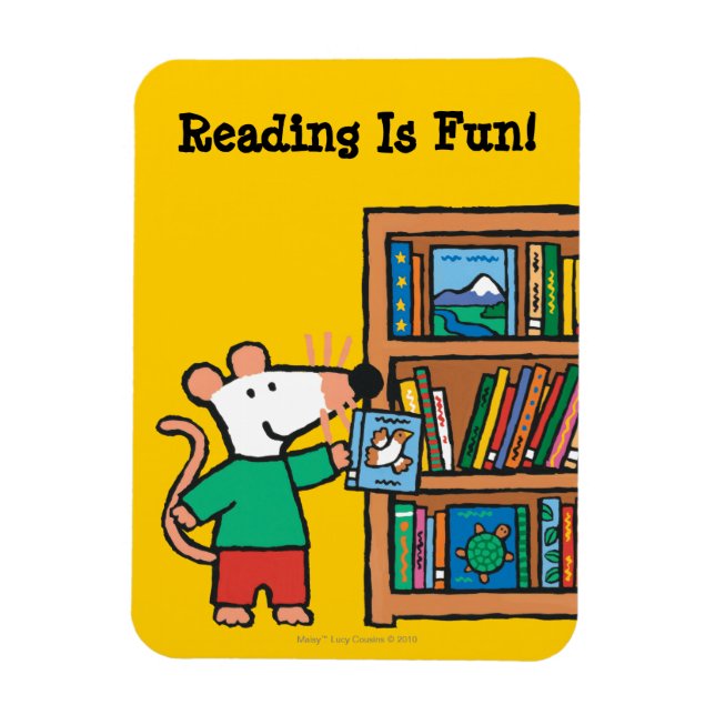 Ímã Maisy e uma prateleira de livros (Vertical)