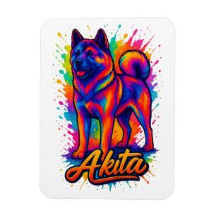 Ímã Majexpressa Akita - Vibrante Pop de arte colorida 
