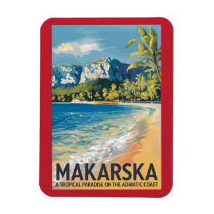 Ímã Makarska Croácia Viagem Art Vintage
