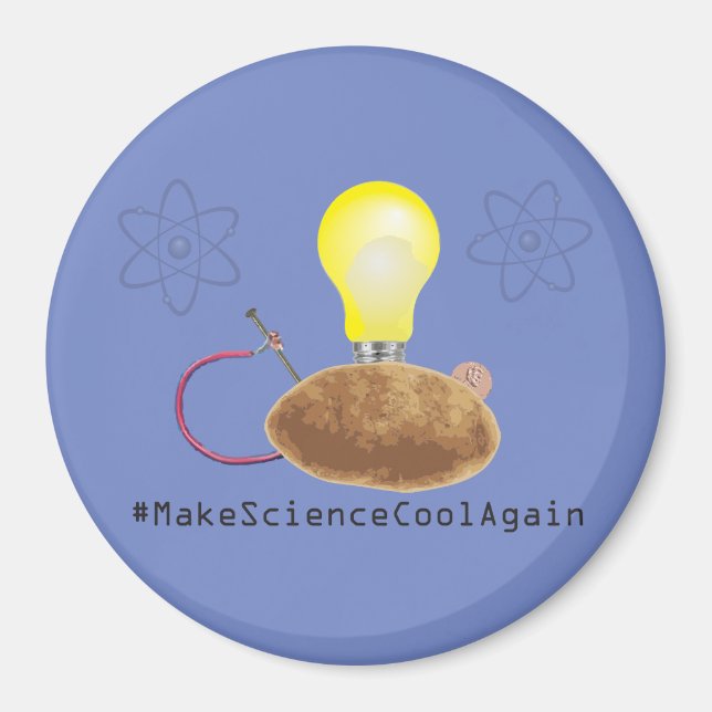 Imã #MakeScienceCoolAgain - Íman redondo de batata (Frente)