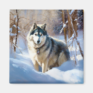 Imã Malamute Aaskan Deixe Nevar Natal