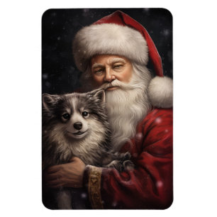 Ímã Malamute do Alasca com Natal do Papai Noel