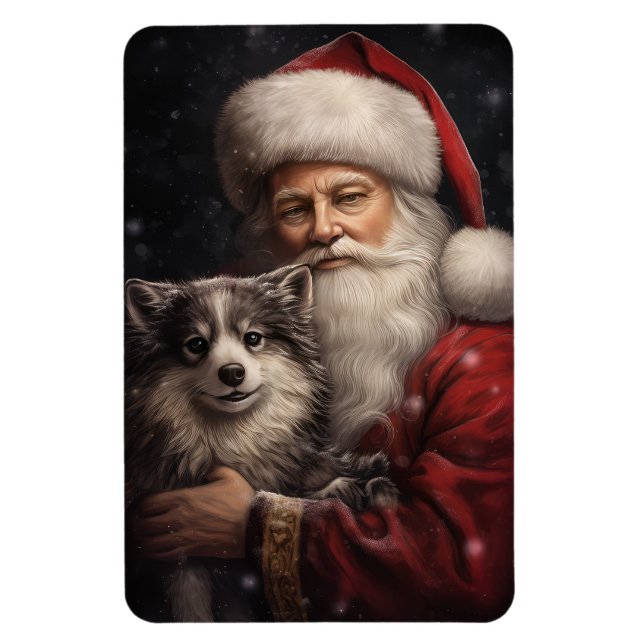 Ímã Malamute do Alasca com Natal do Papai Noel (Vertical)
