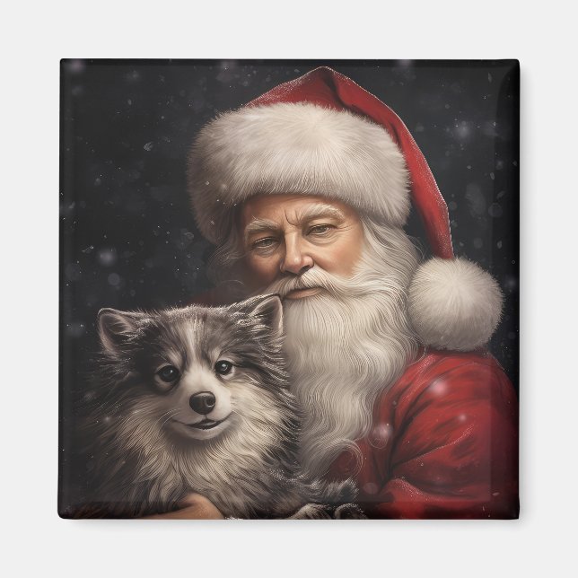 Imã Malamute do Alasca com Natal do Papai Noel (Frente)