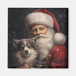 Imã Malamute do Alasca com Papai Noel Natal