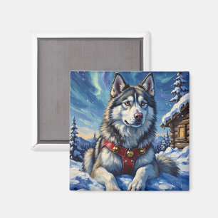 Imã Malamute do Alasca Natal Polo Norte Inverno