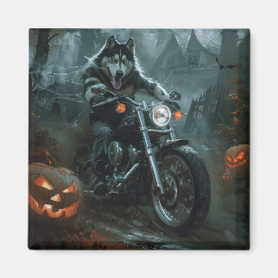 Imã Malamute do Alasca Pilotando Moto de Corrida no Ha